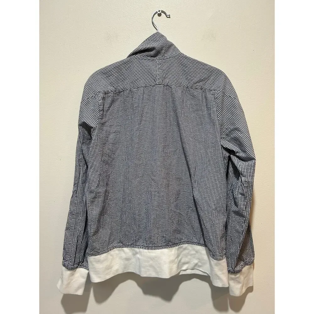 Nike seersucker gingham jacket women size L zipper lightweight cotton blue white